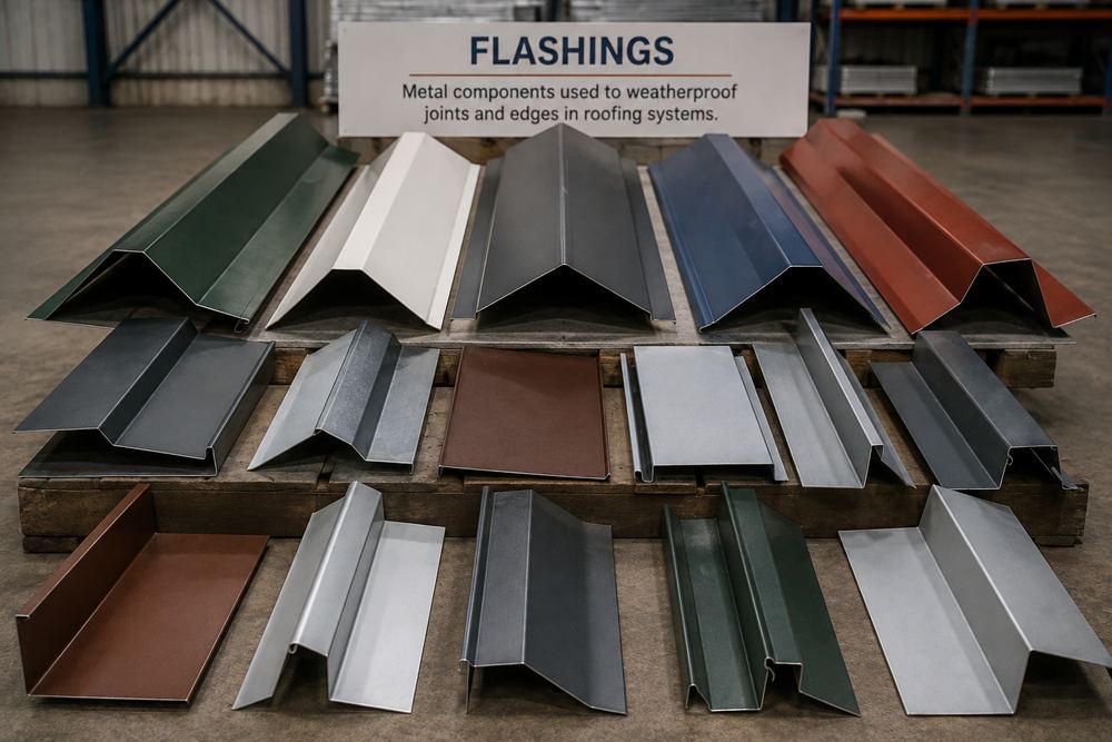 Steel flashings in various profiles and colours